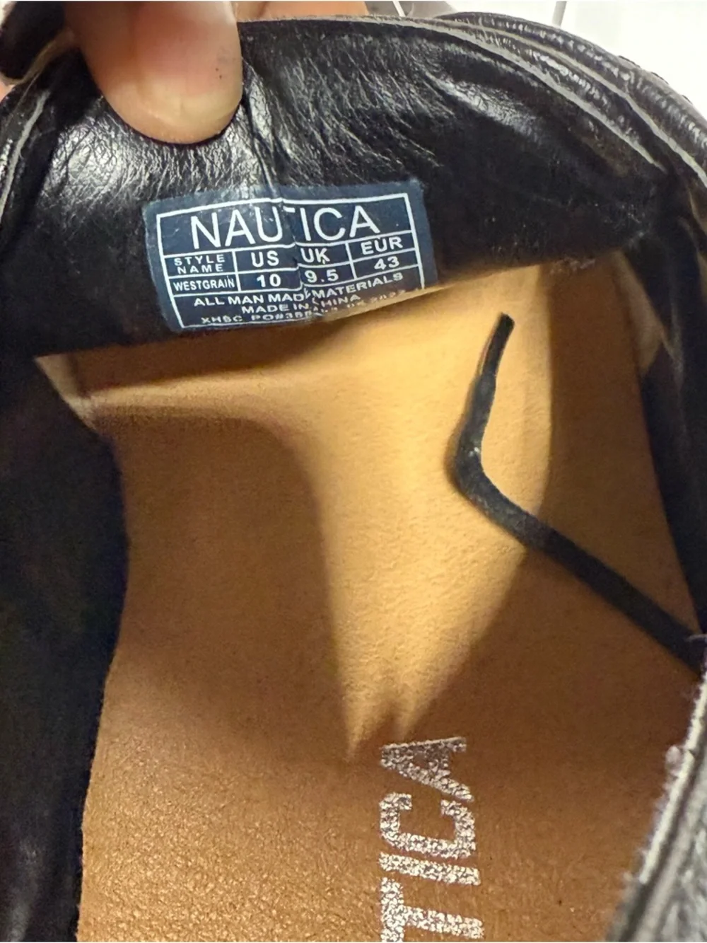 Nautica Black Leather Men's Lace-Up Shoe with Tan Insole - Picture 3 of 4